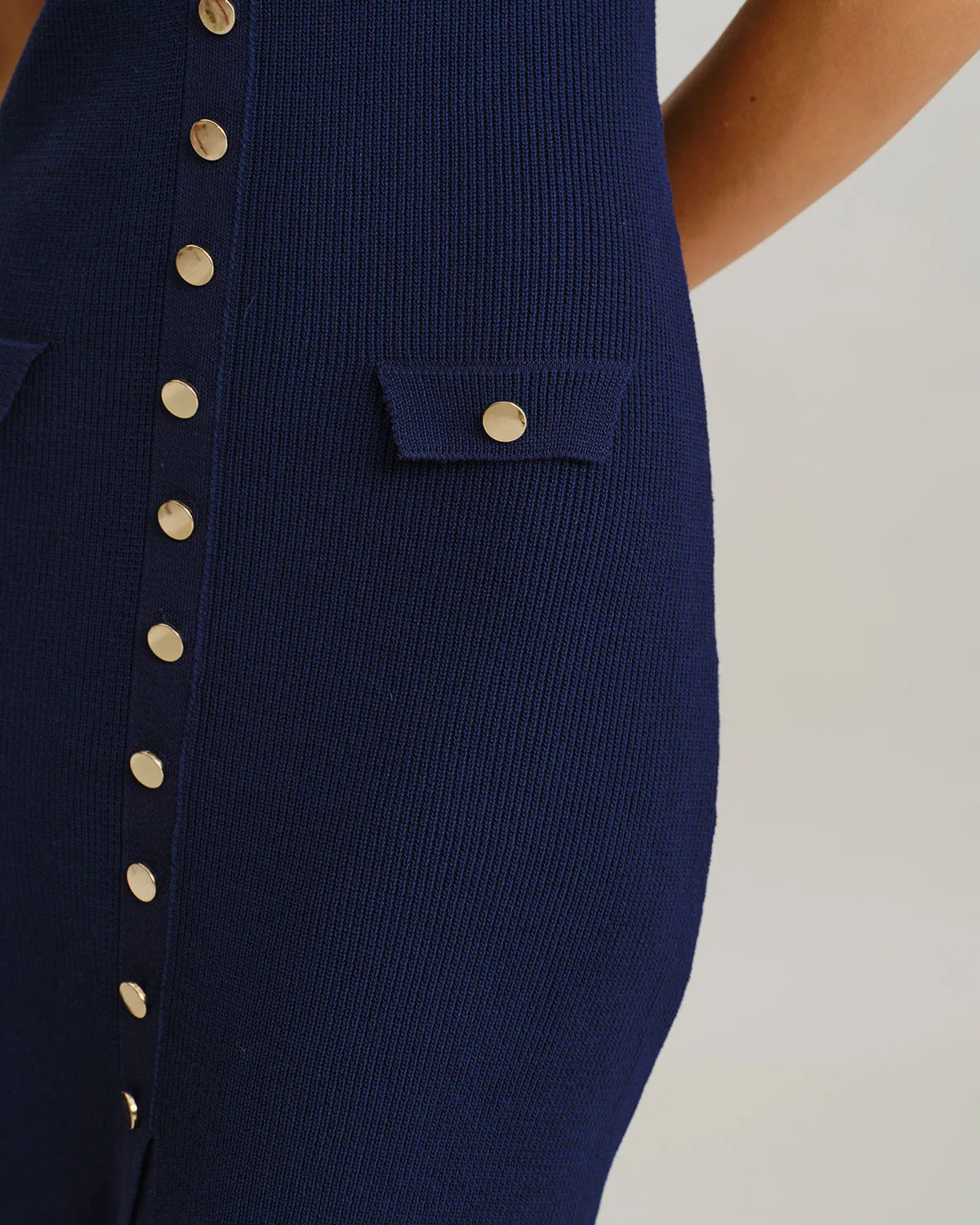 Blue U Neck Sleeveless Sweater Dress sold by rihoas product image thumbnail 2