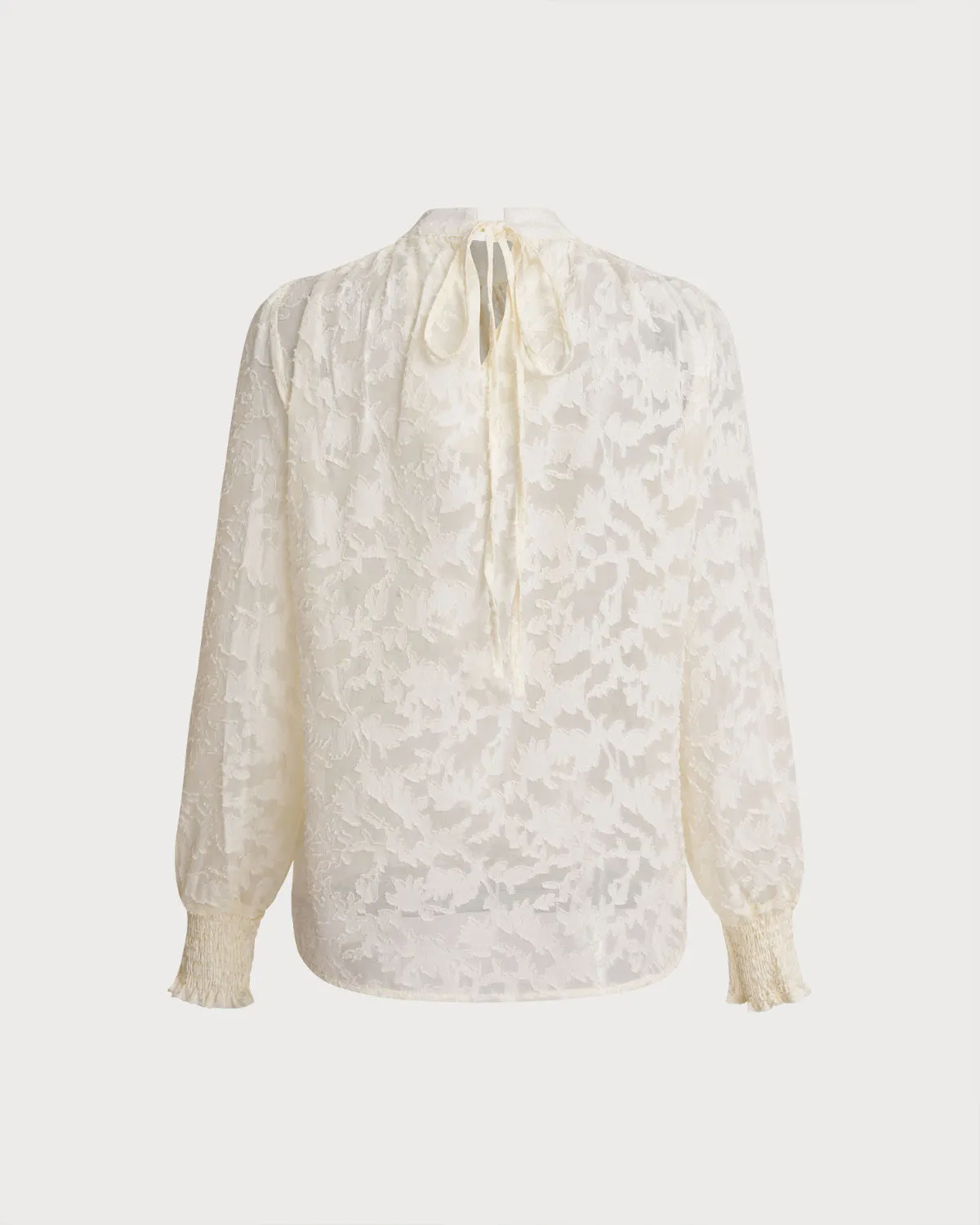 Apricot Jacquard Mock Neck Blouse sold by rihoas product image thumbnail 2