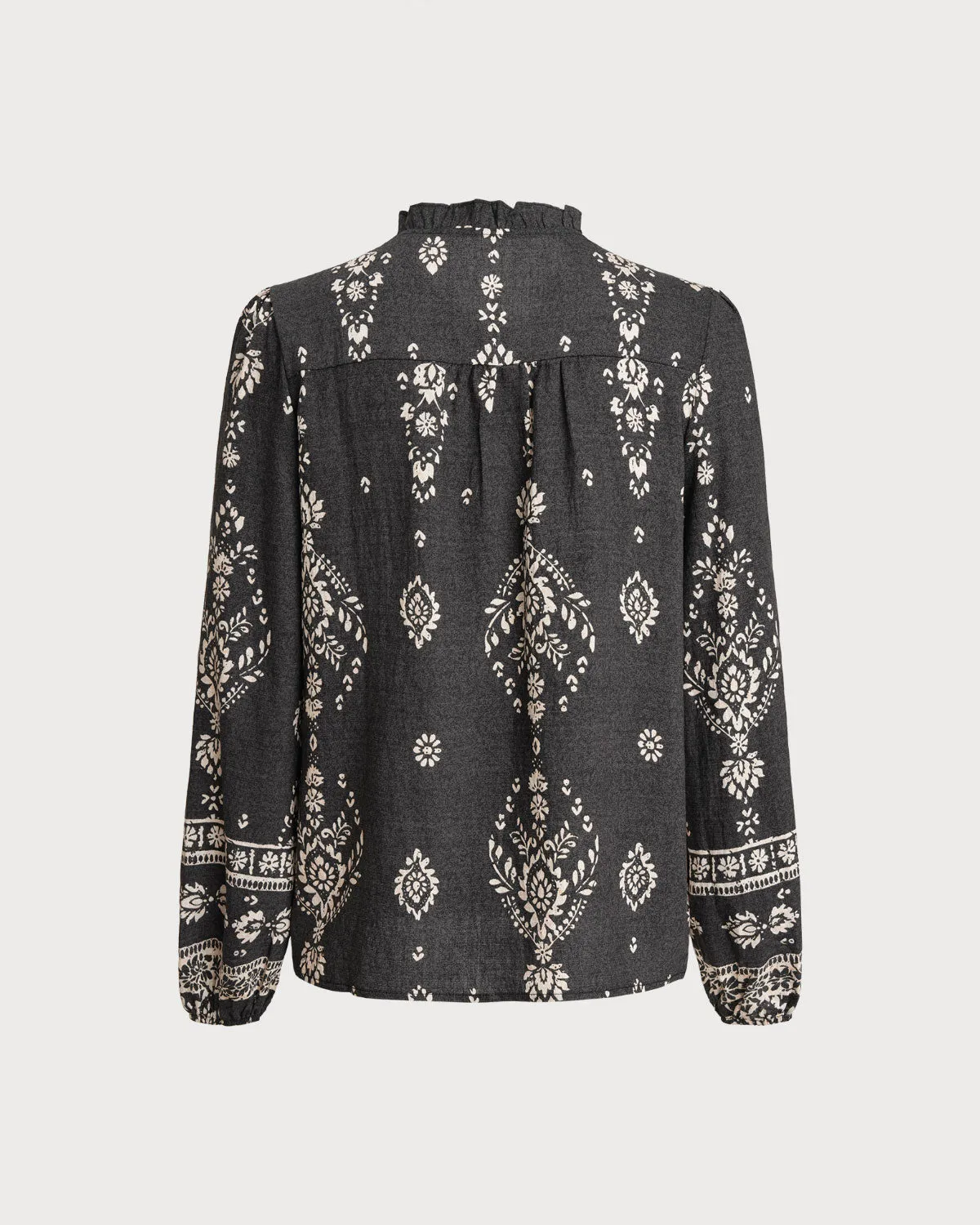Black Floral Lantern Sleeve Shirt sold by rihoas product image thumbnail 2