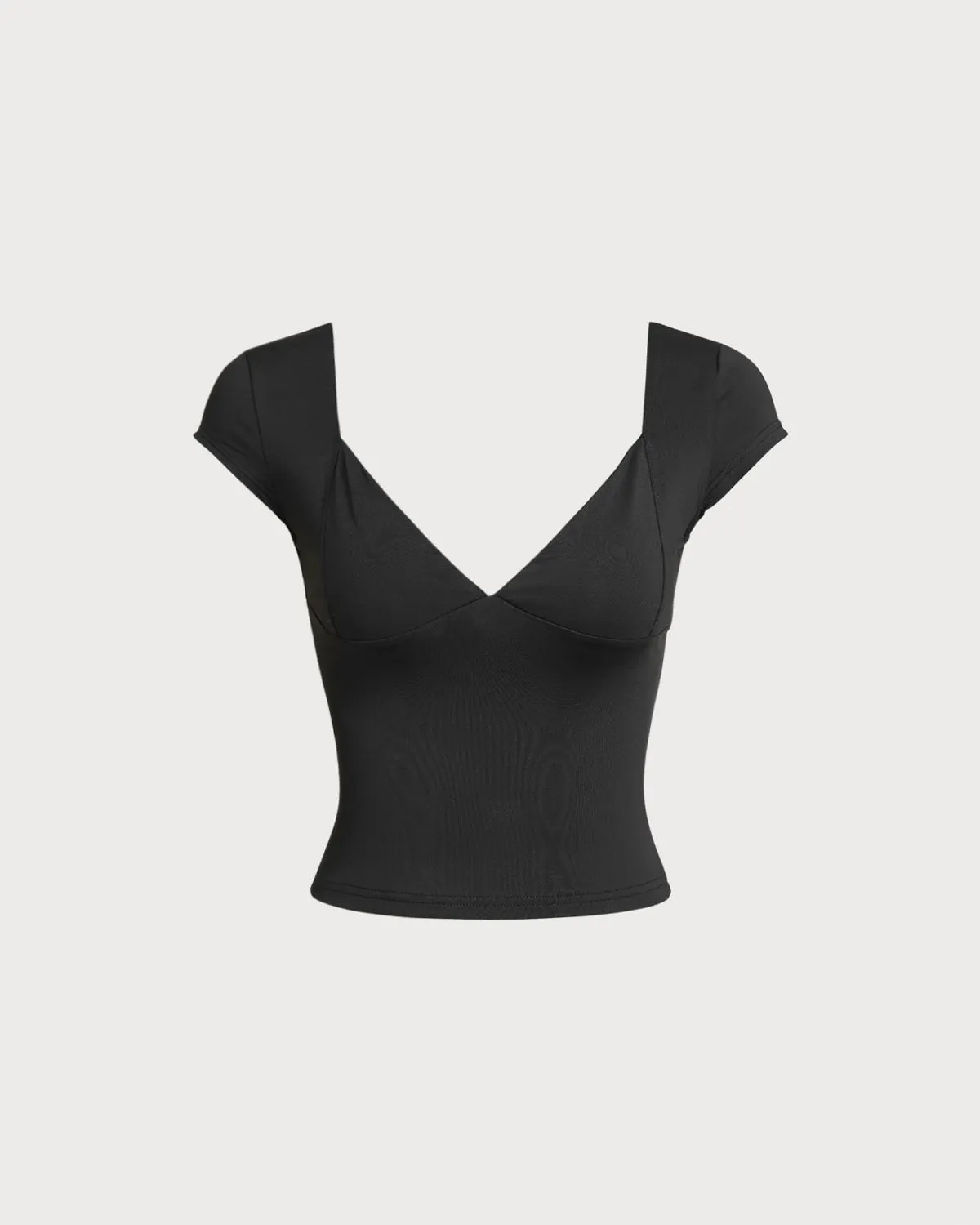 Black V Neck Cap Sleeve Tee sold by rihoas
