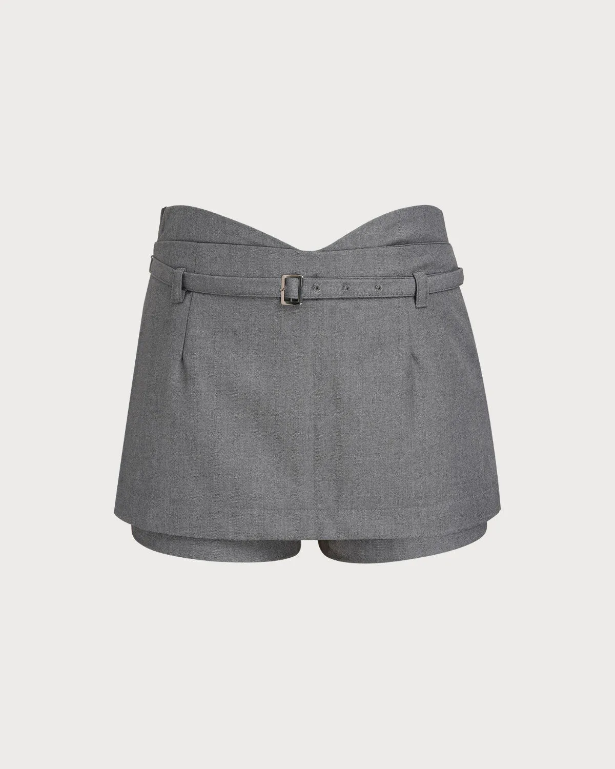 Grey Natural Waisted Belt Skort sold by rihoas