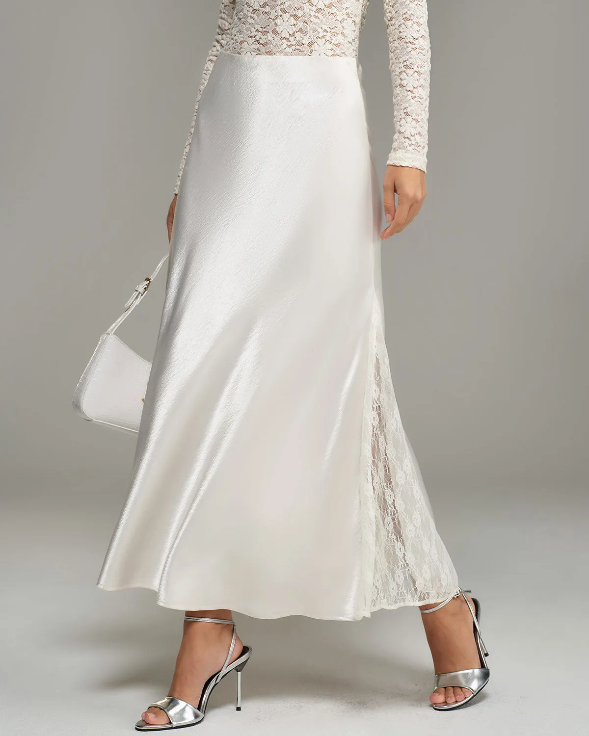 Beige Elastic Waist Natural Waisted Mermaid Skirt sold by rihoas