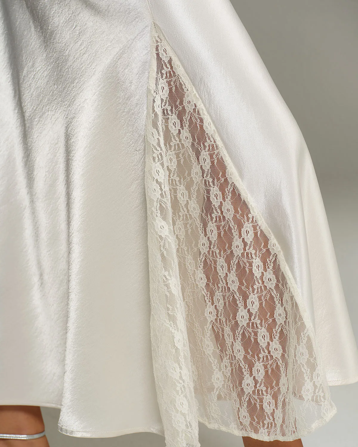 Beige Elastic Waist Natural Waisted Mermaid Skirt sold by rihoas product image thumbnail 2