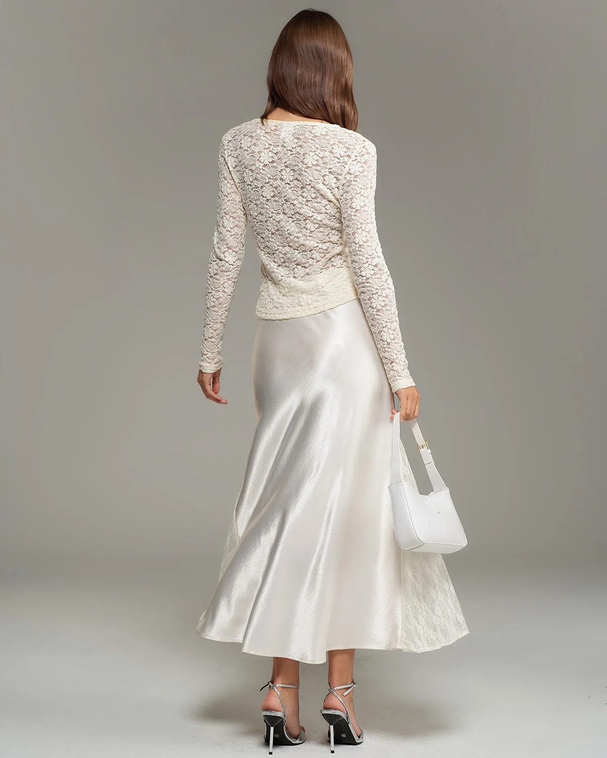 Beige Elastic Waist Natural Waisted Mermaid Skirt sold by rihoas product image thumbnail 4