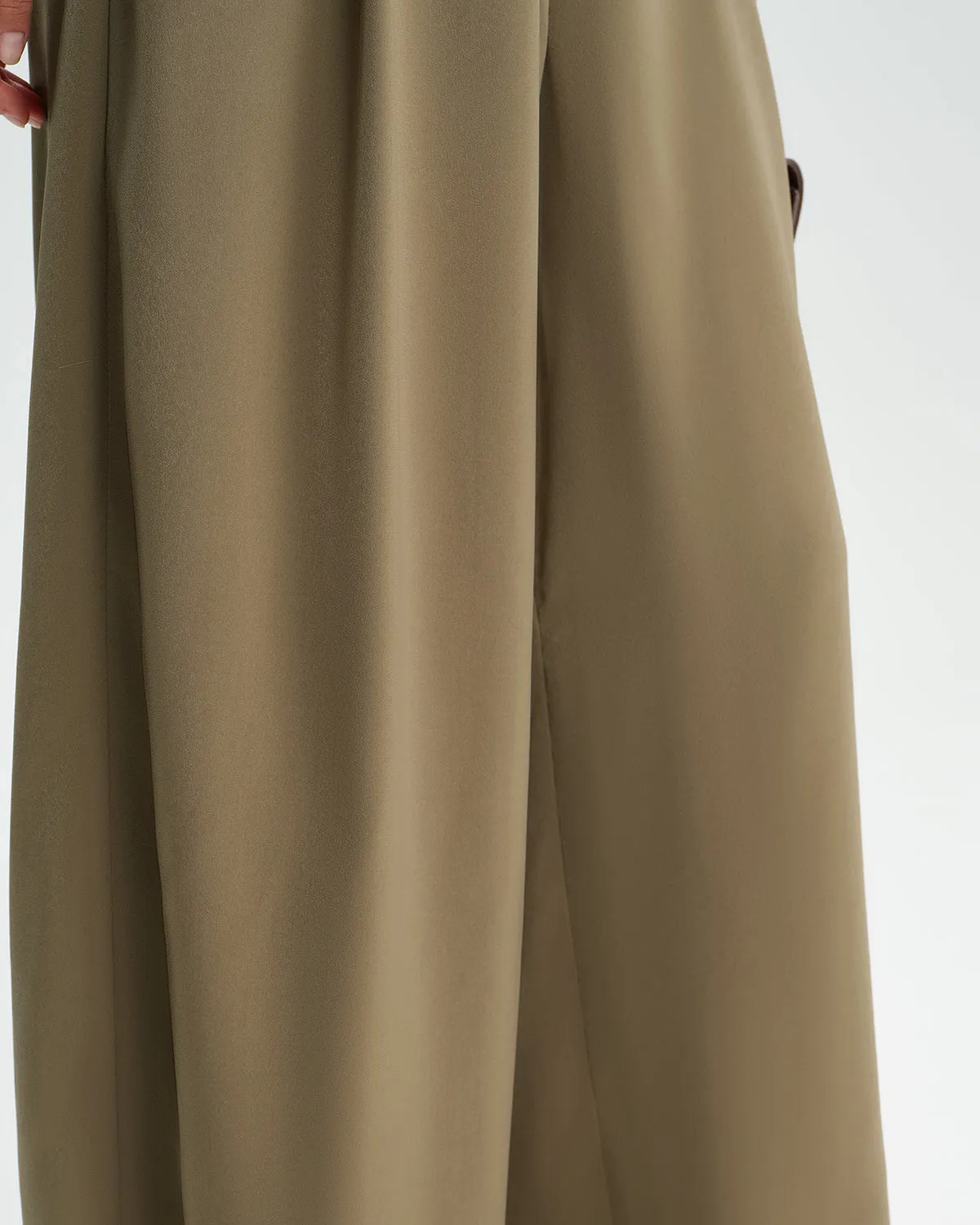 Khaki Natural Waisted Wide Leg Casual Pants sold by rihoas product image thumbnail 2