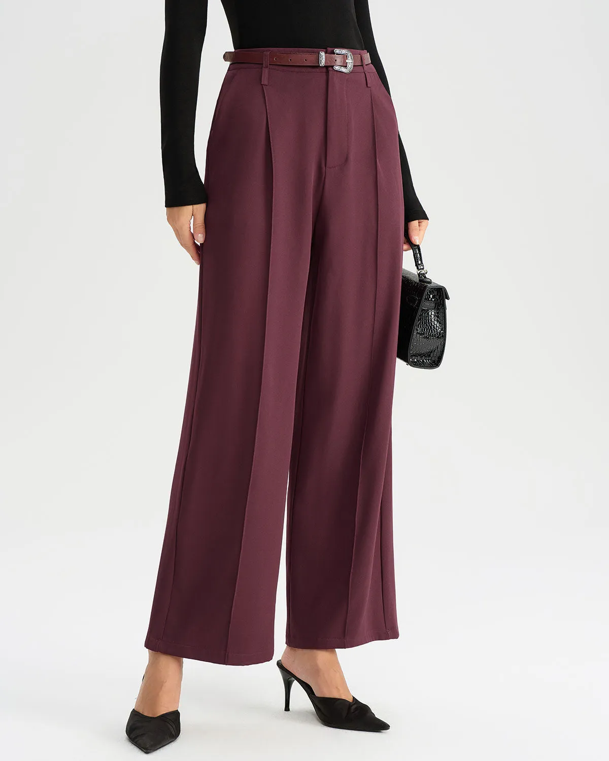 Wine Red Natural Waisted Casual Pants sold by rihoas