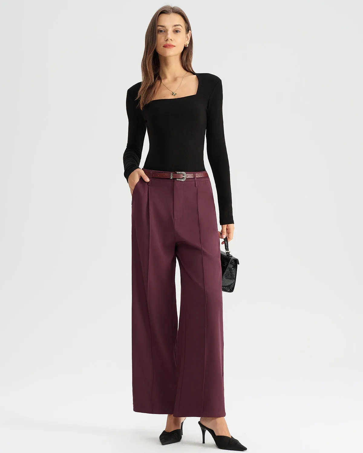 Wine Red Natural Waisted Casual Pants sold by rihoas product image thumbnail 5