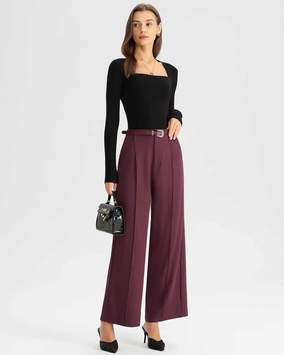 Wine Red Natural Waisted Casual Pants sold by rihoas product image thumbnail 4