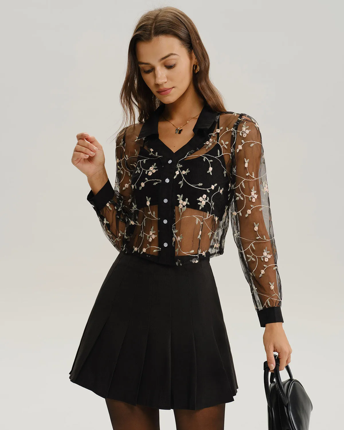 Black V Neck See Through Blouse sold by rihoas product image thumbnail 3