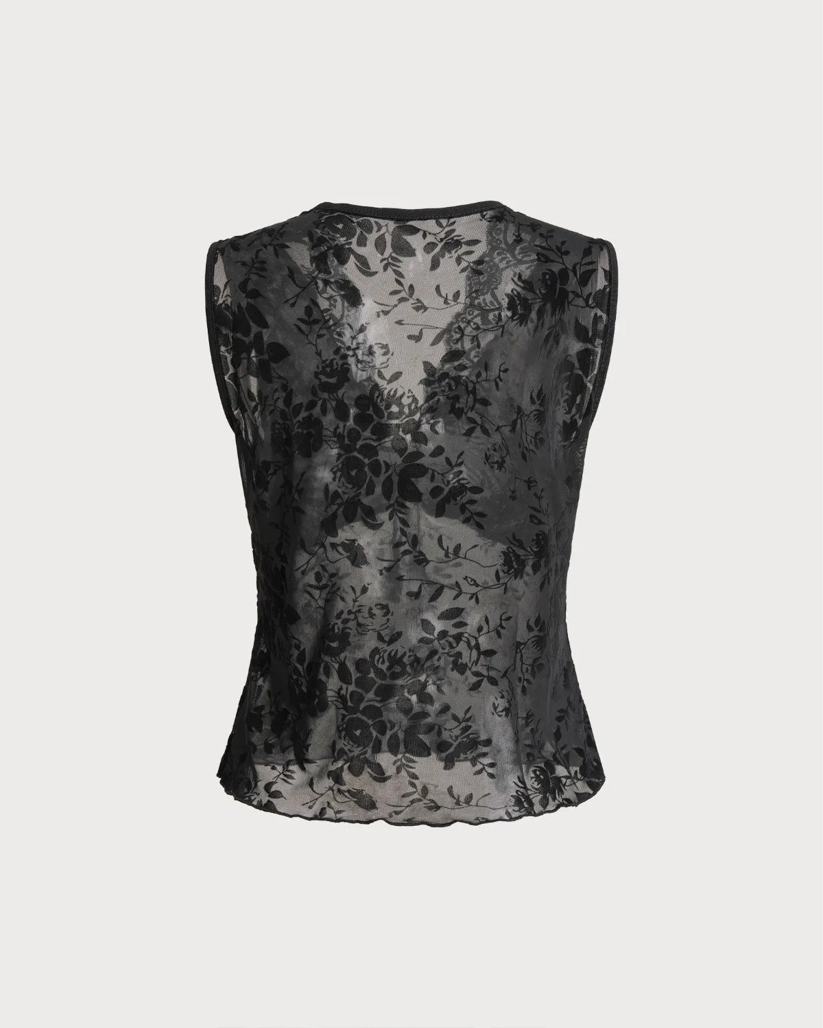 Black Lace V Neck Tank Top sold by rihoas product image thumbnail 4
