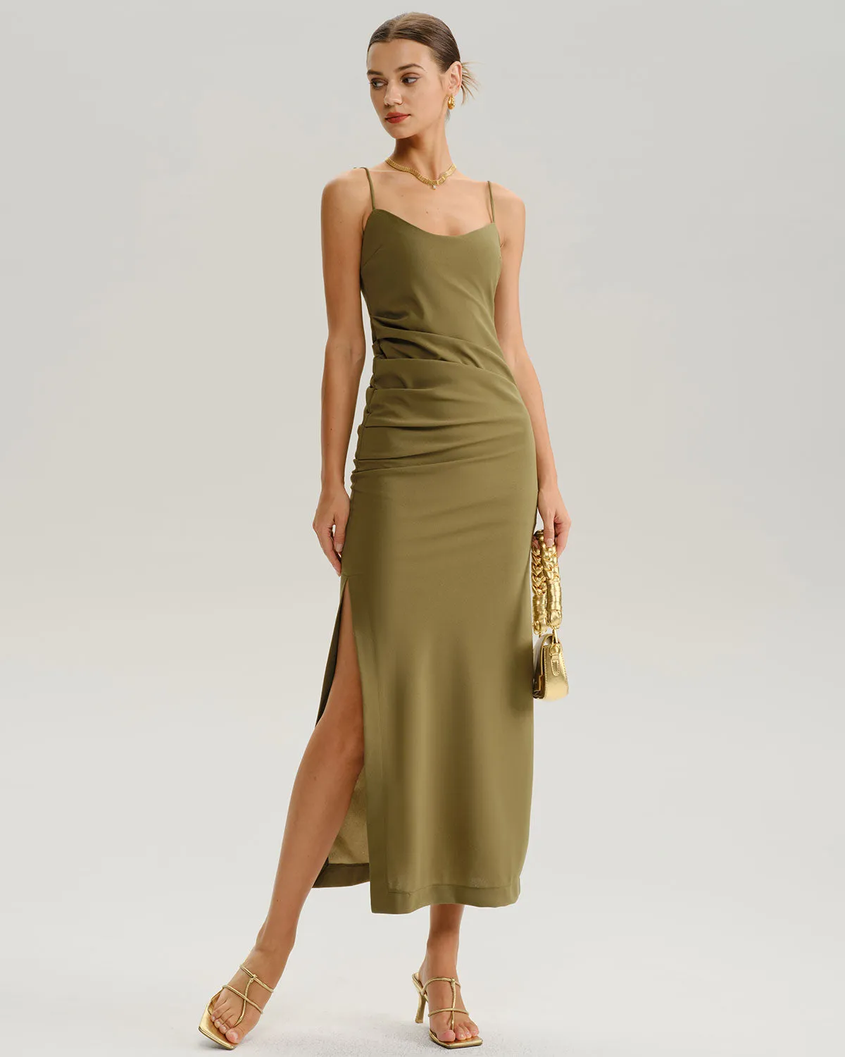 Green Bodycon Slip Midi Dress sold by rihoas