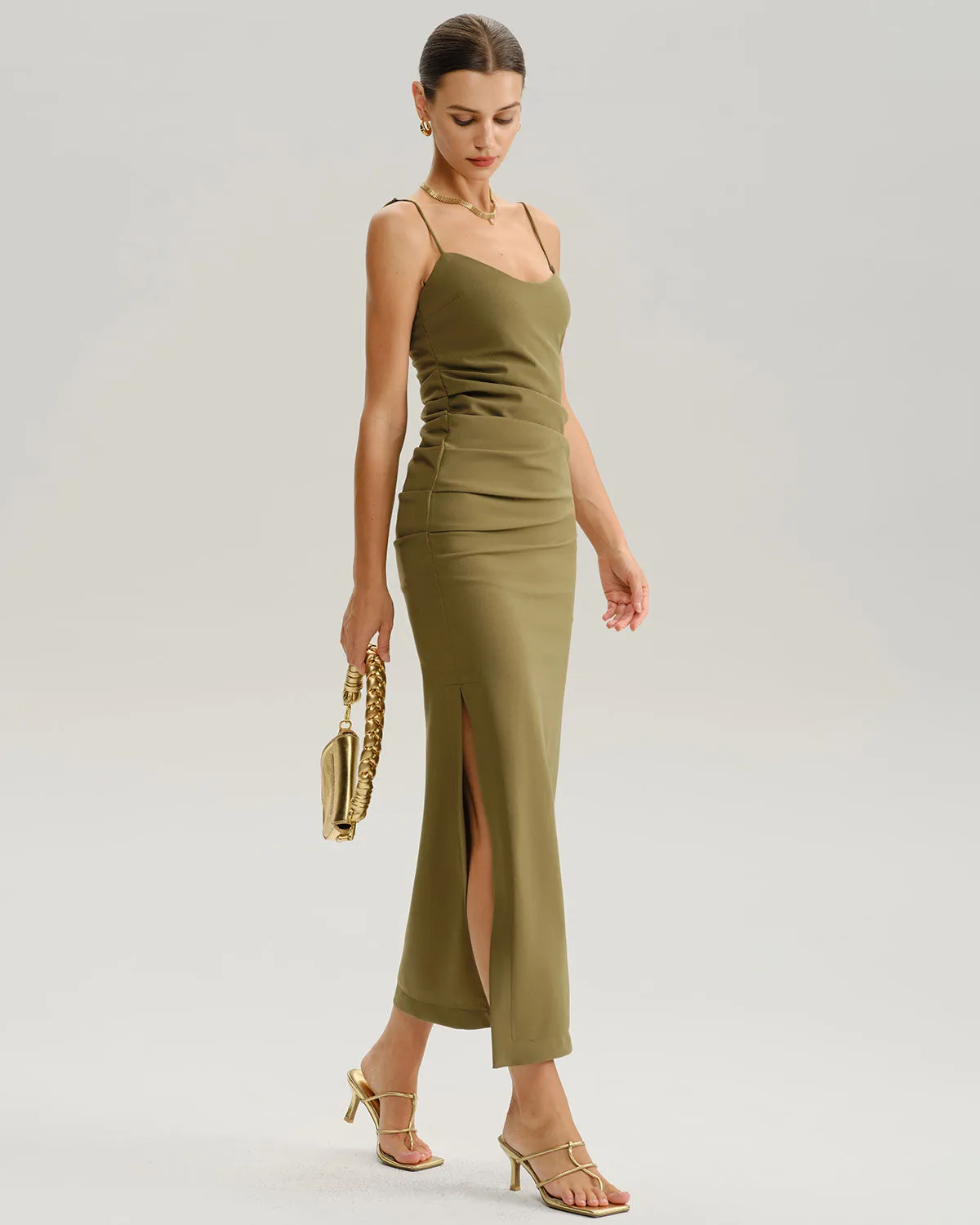 Green Bodycon Slip Midi Dress sold by rihoas product image thumbnail 4