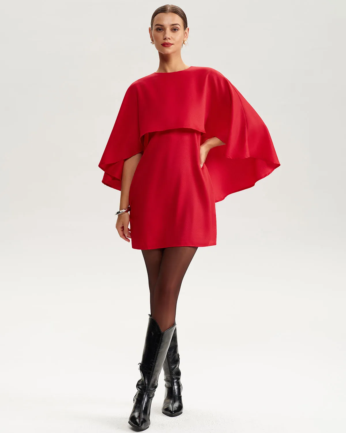 White Batwing Sleeve Mini Dress sold by rihoas product image thumbnail 3