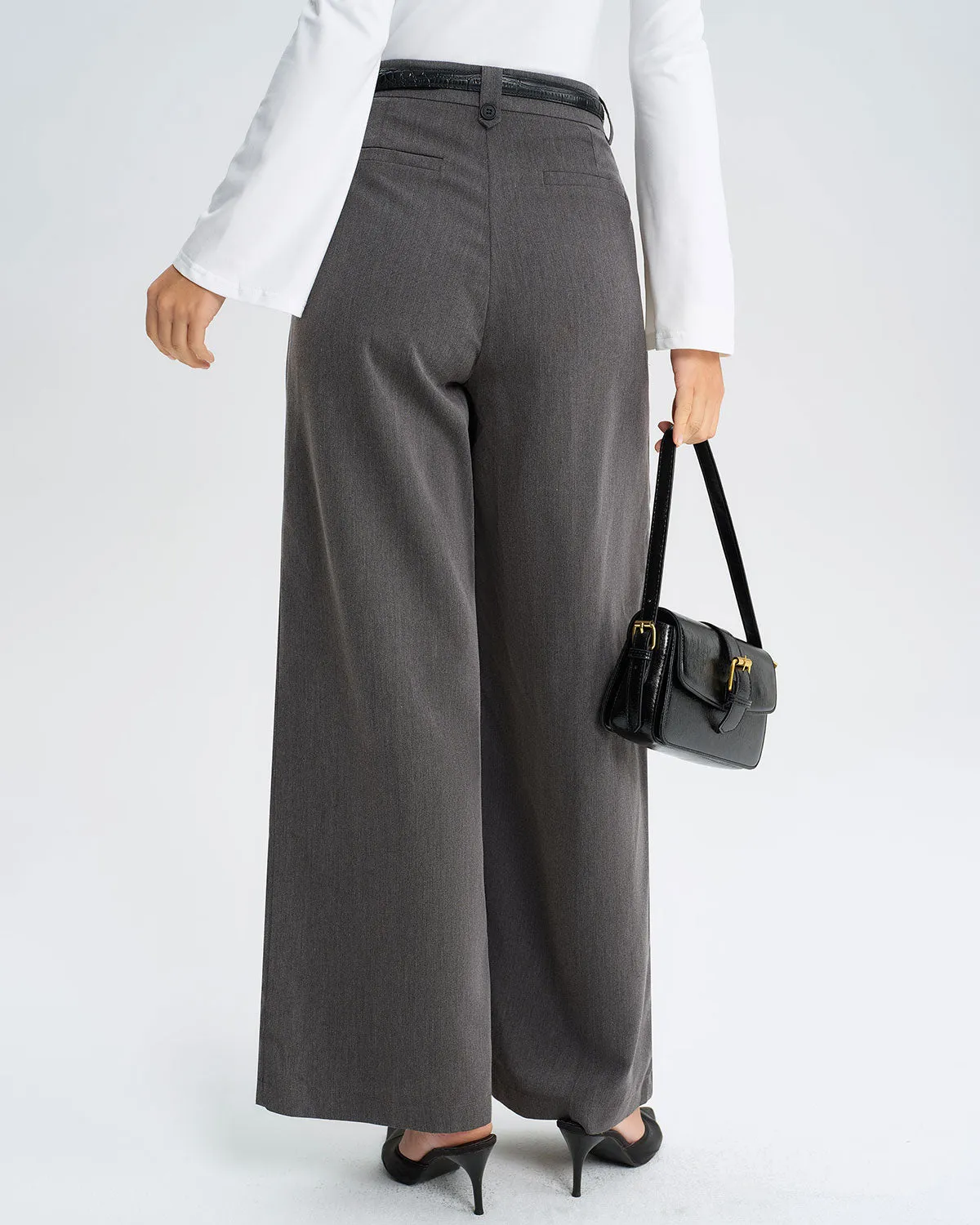 Grey Ruched Pocket Wide Leg Pants sold by rihoas product image thumbnail 3