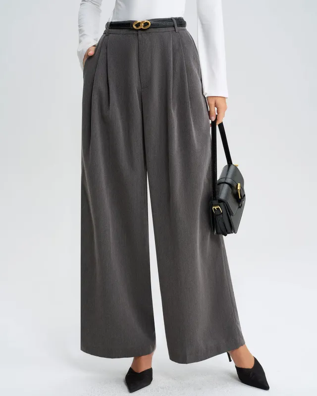 Grey Ruched Pocket Wide Leg Pants sold by rihoas