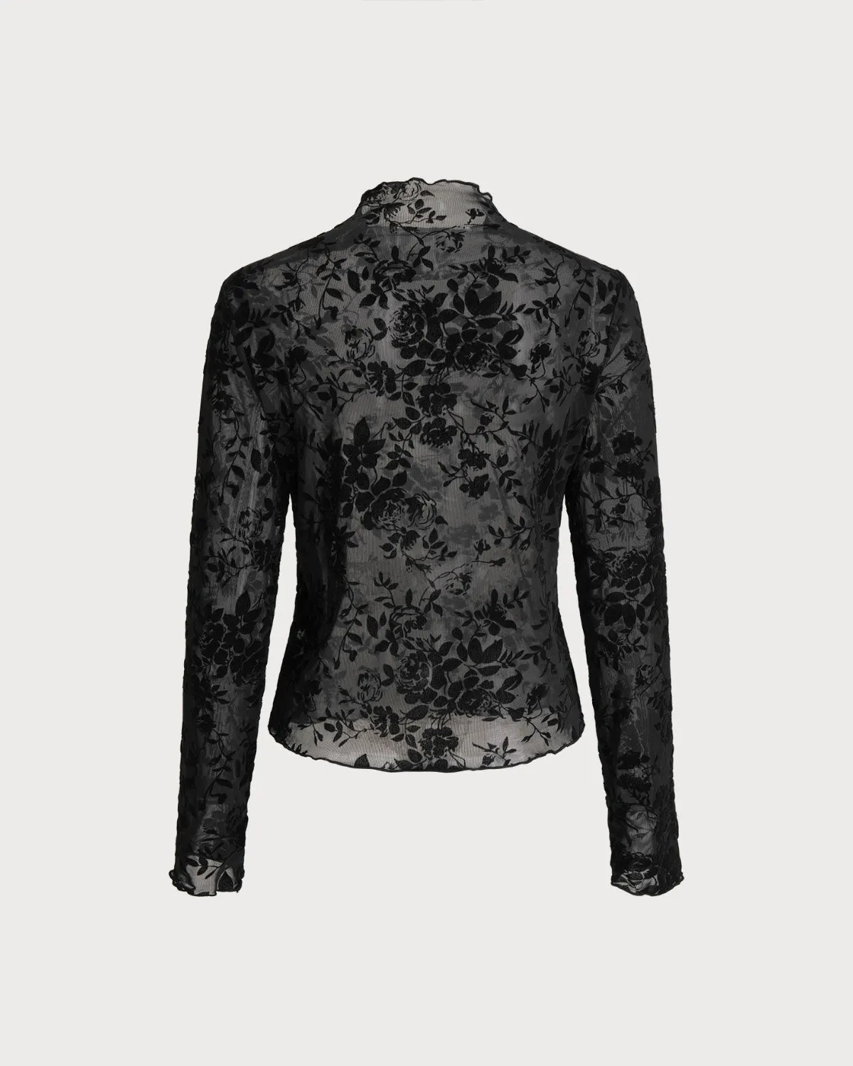 Black Floral See-through Tee sold by rihoas product image thumbnail 4