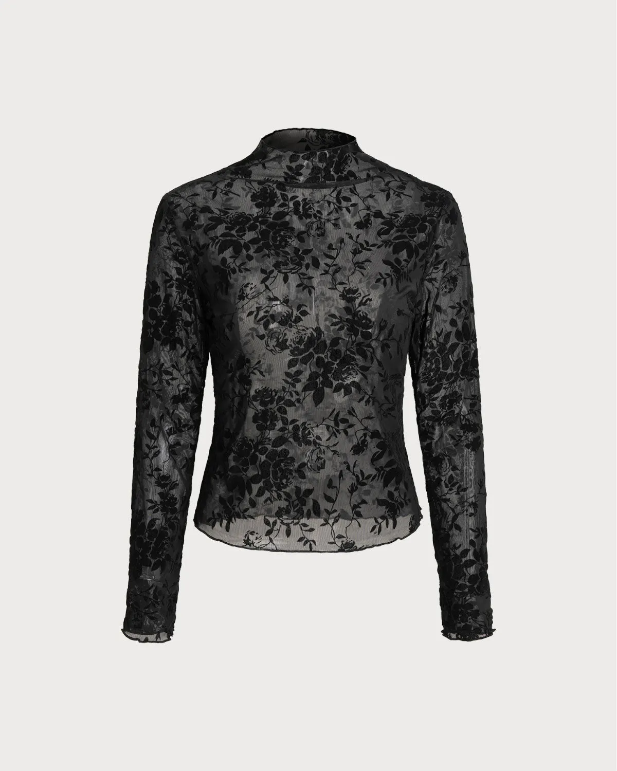 Black Floral See-through Tee sold by rihoas product image thumbnail 3