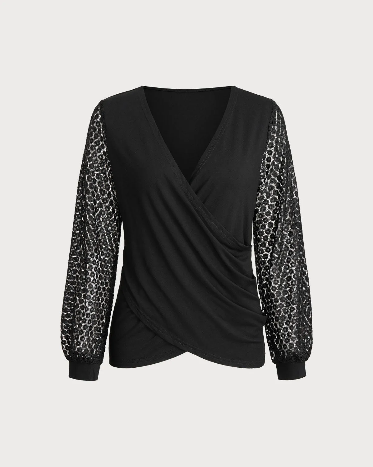 Black Ruched Lantern Sleeve Blouse sold by rihoas