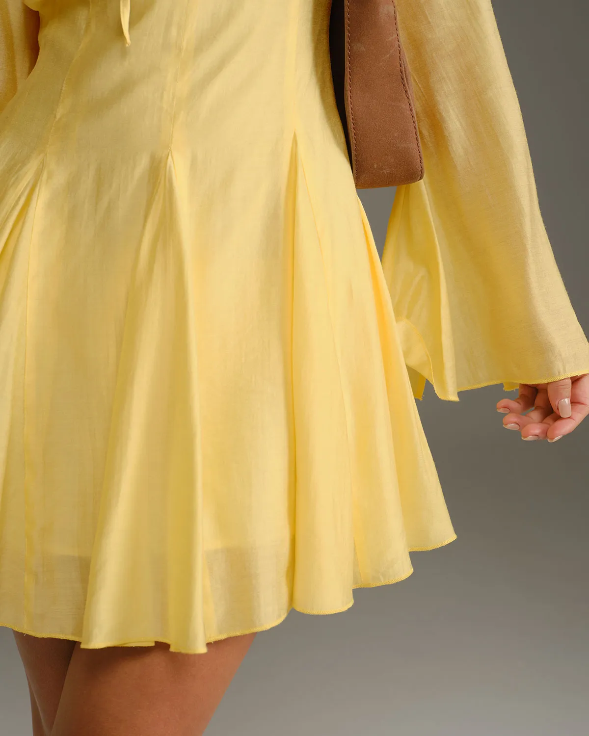 Yellow Bell Sleeve A-Line Mini Dress sold by rihoas product image thumbnail 2