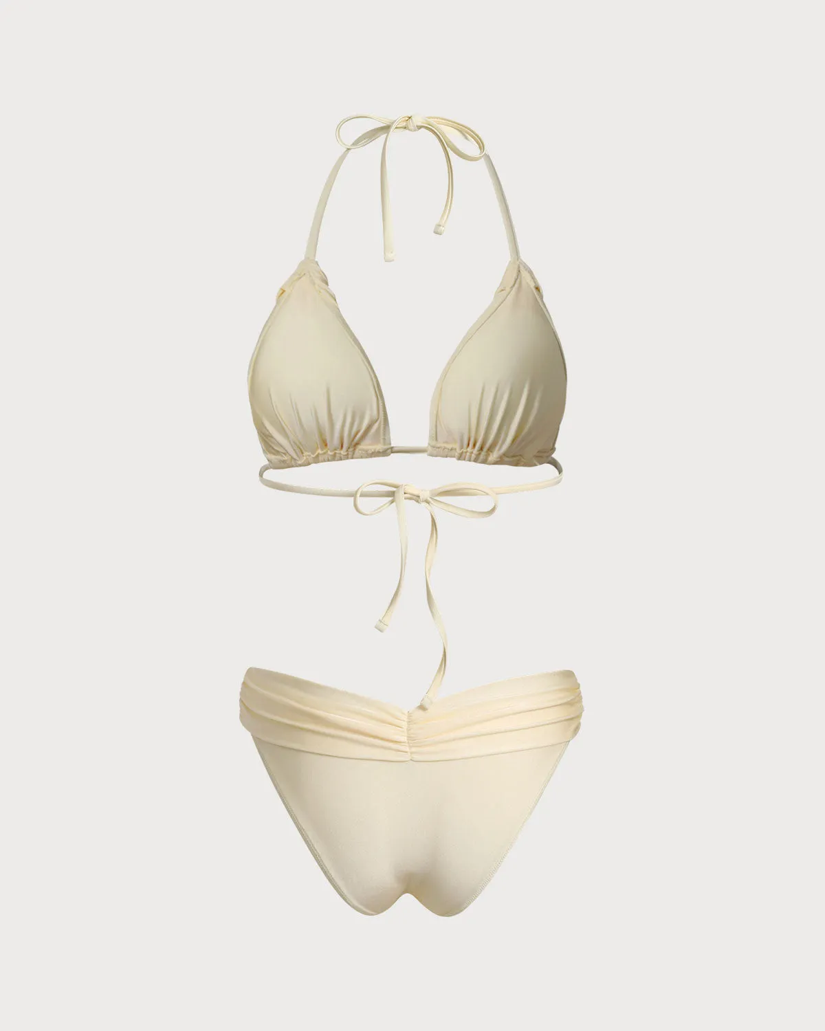 Yellow Ruched Halter Bikini Set sold by rihoas product image thumbnail 2