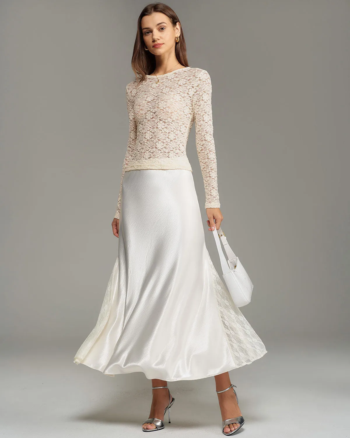 Beige Boat Neck Lace Tee sold by rihoas product image thumbnail 5