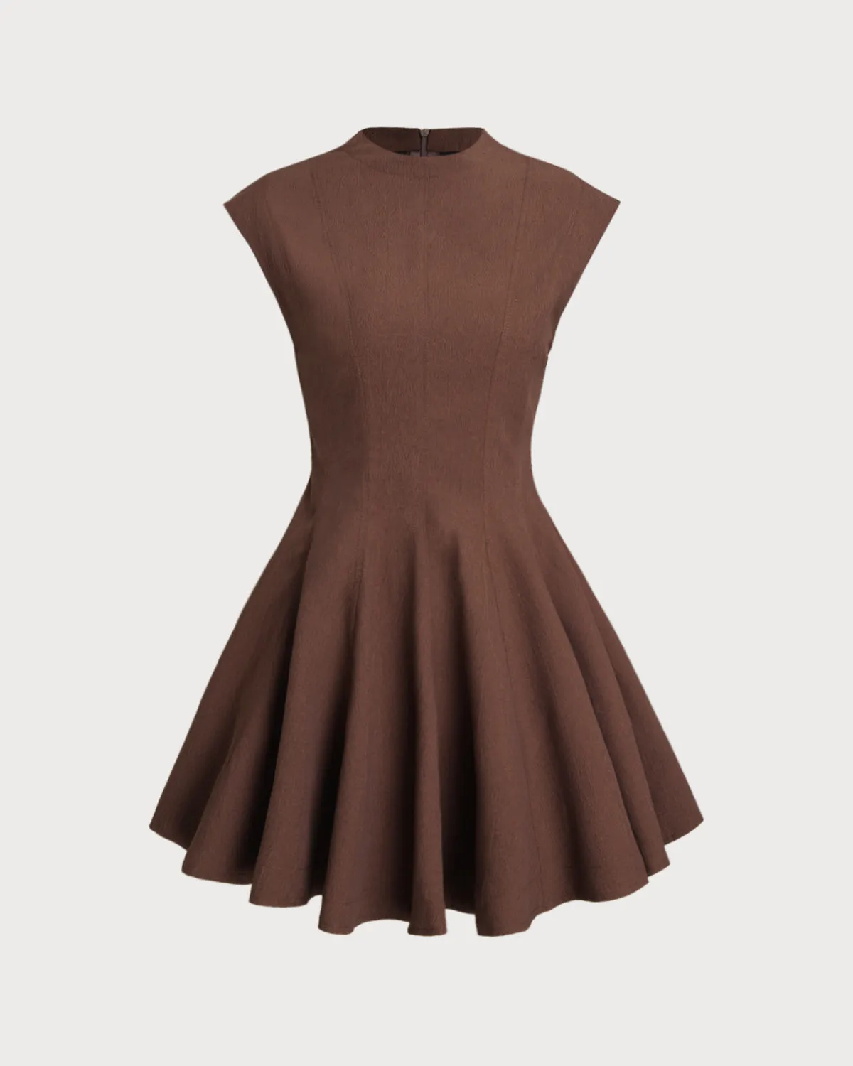 Brown Sleeveless A-Line Mini Dress sold by rihoas