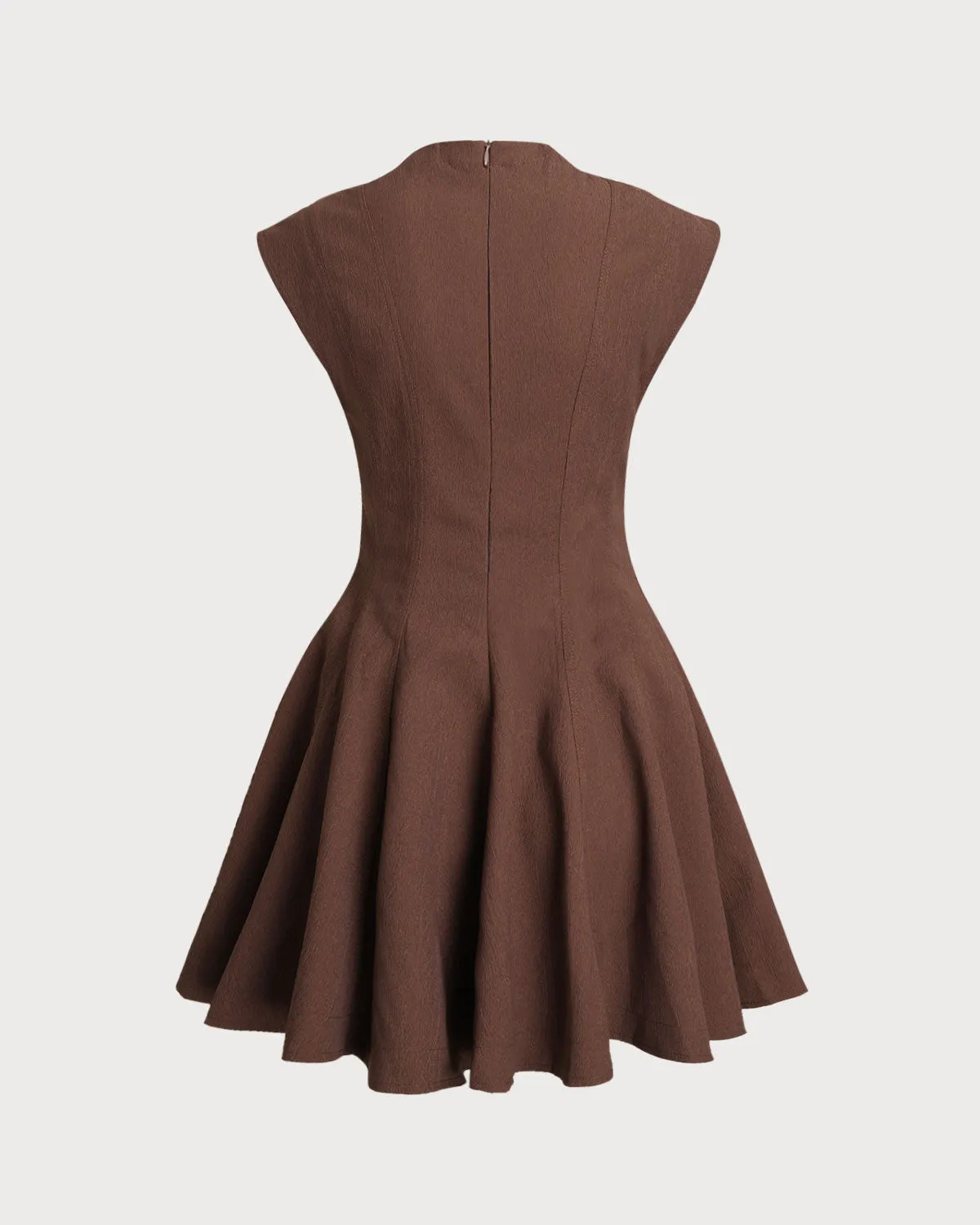 Brown Sleeveless A-Line Mini Dress sold by rihoas product image thumbnail 2