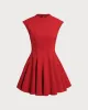 Red Sleeveless A-Line Mini Dress sold by rihoas