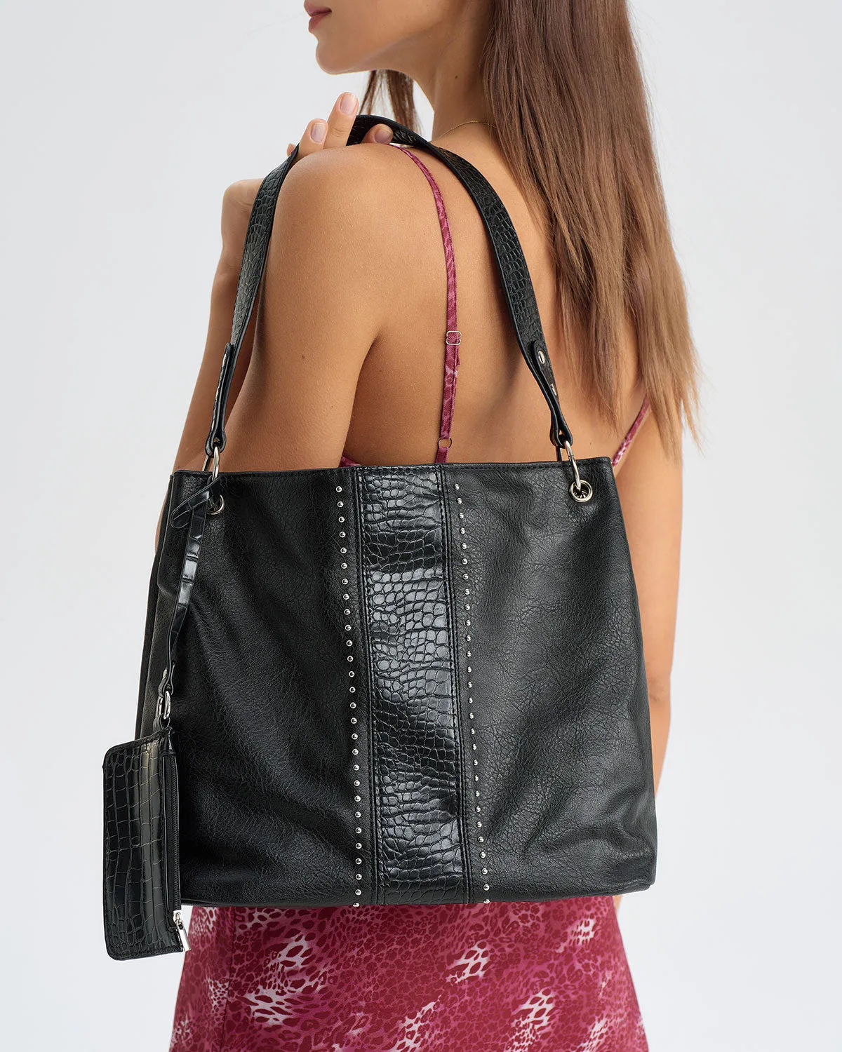 Black Faux Leather Shoulder Bag sold by rihoas product image thumbnail 2