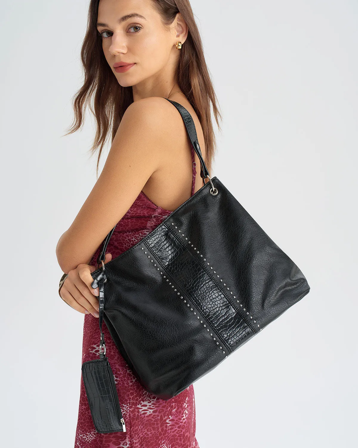 Black Faux Leather Shoulder Bag sold by rihoas