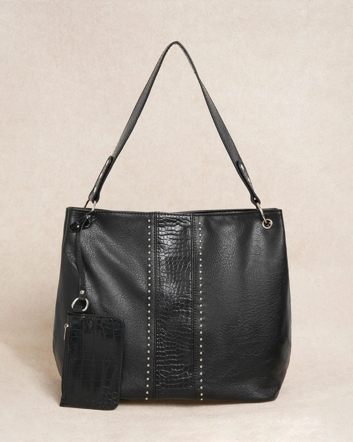 Black Faux Leather Shoulder Bag sold by rihoas product image thumbnail 5