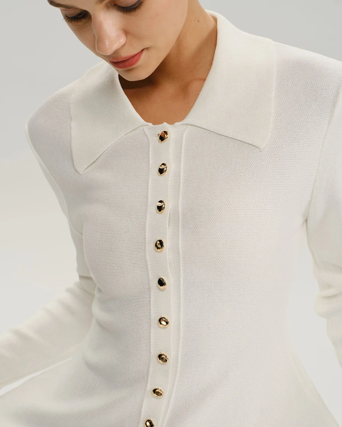 White Button Knit Cardigan sold by rihoas product image thumbnail 2