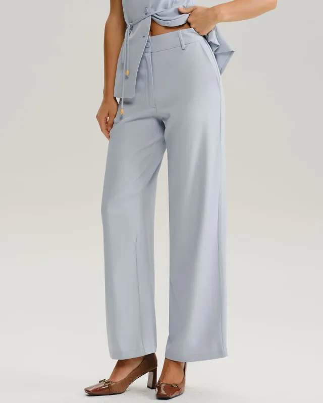 Blue Natural Waisted Straight Pants sold by rihoas