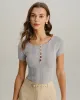 Grey Boat Neck Slim Knit Tee sold by rihoas
