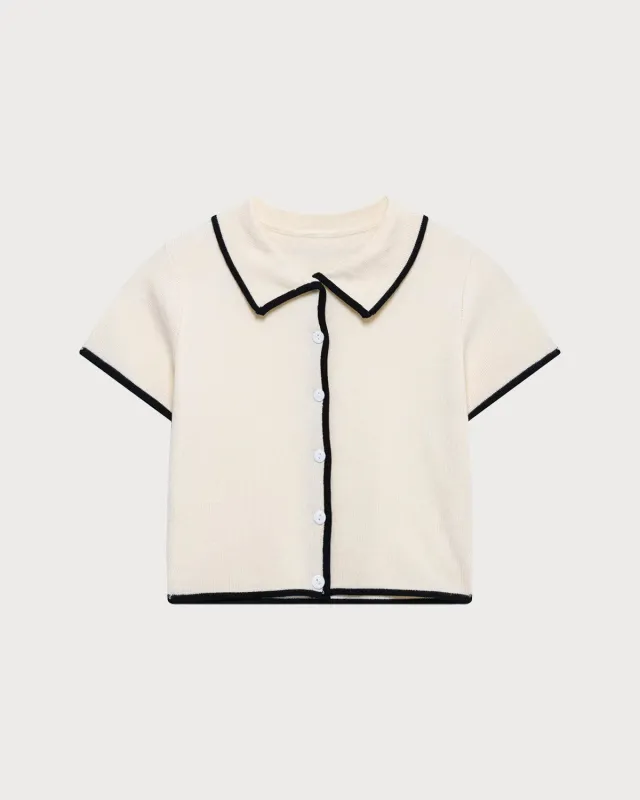 Apricot Contrasting Single Breasted Cardigan made by rihoas