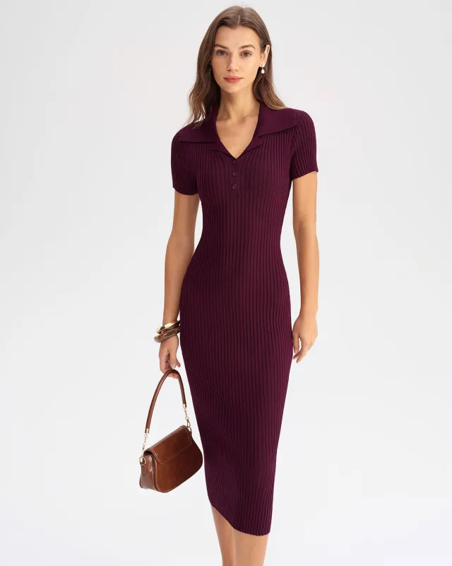 Wine Red Bodycon High Stretch Sweater Dress sold by rihoas