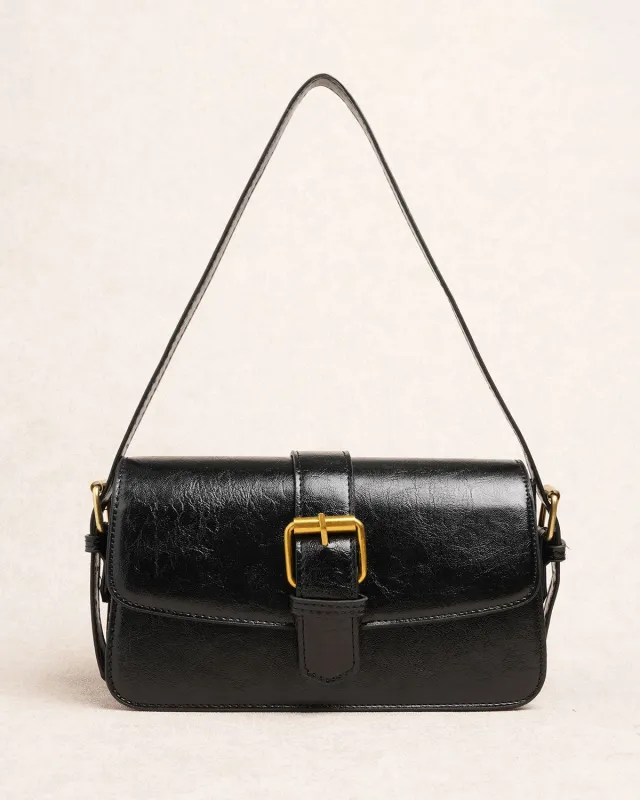 Black Faux Leather Shoulder Bag sold by rihoas