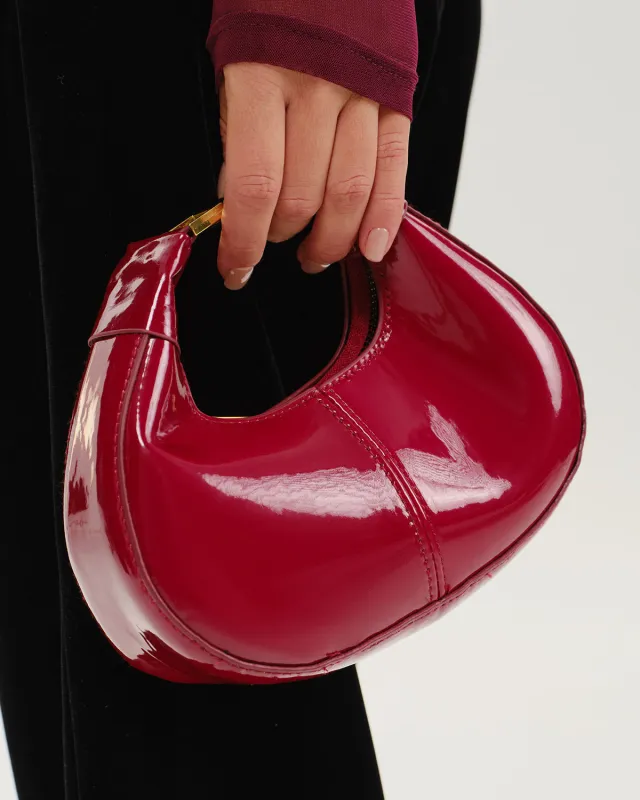 Red PU Leather Handbag made by rihoas