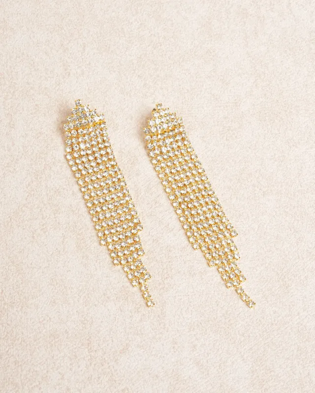 Gold Rhinestone Earrings sold by rihoas