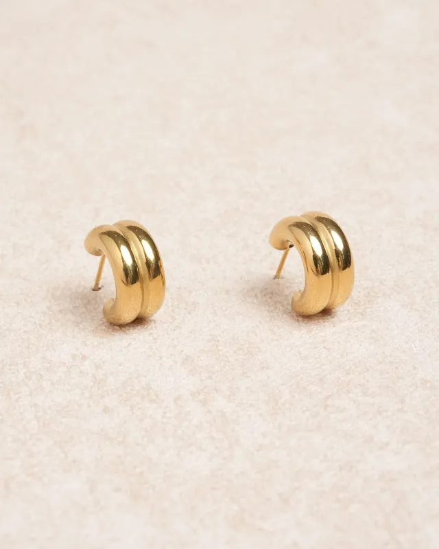 Gold Metal Earrings sold by rihoas