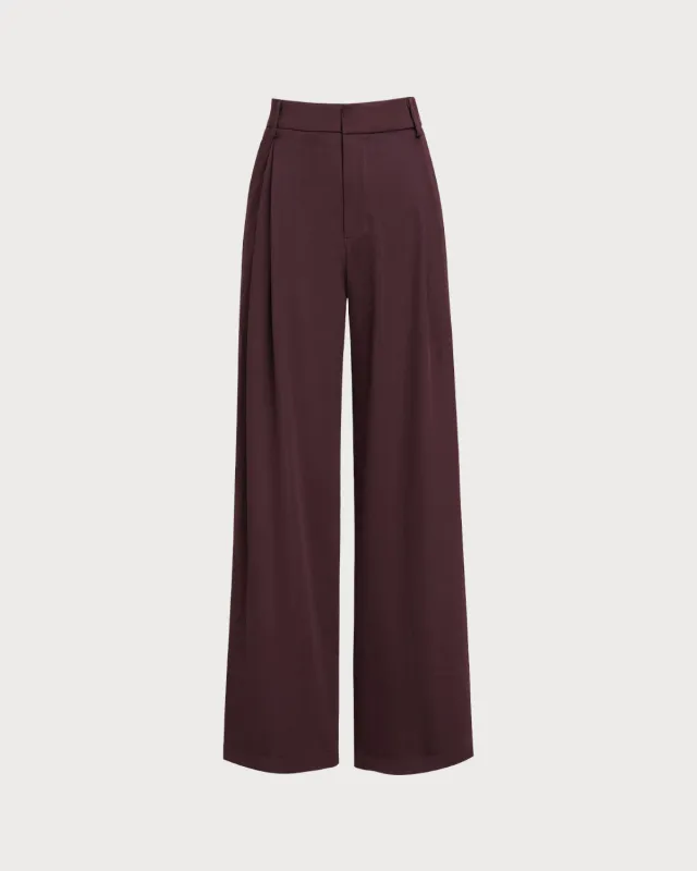 Wine Red Natural Waisted Straight Pants sold by rihoas