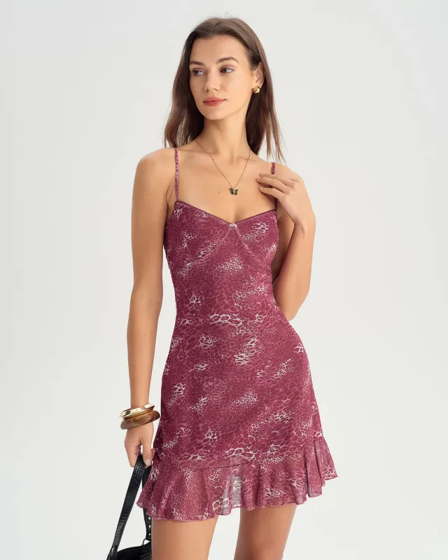 Red Floral Ruffle Slip Mini Dress sold by rihoas