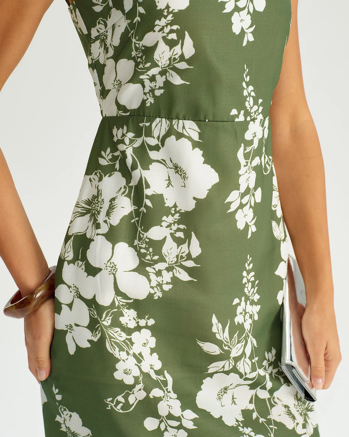 Green Floral Slip Midi Dress sold by rihoas product image thumbnail 2