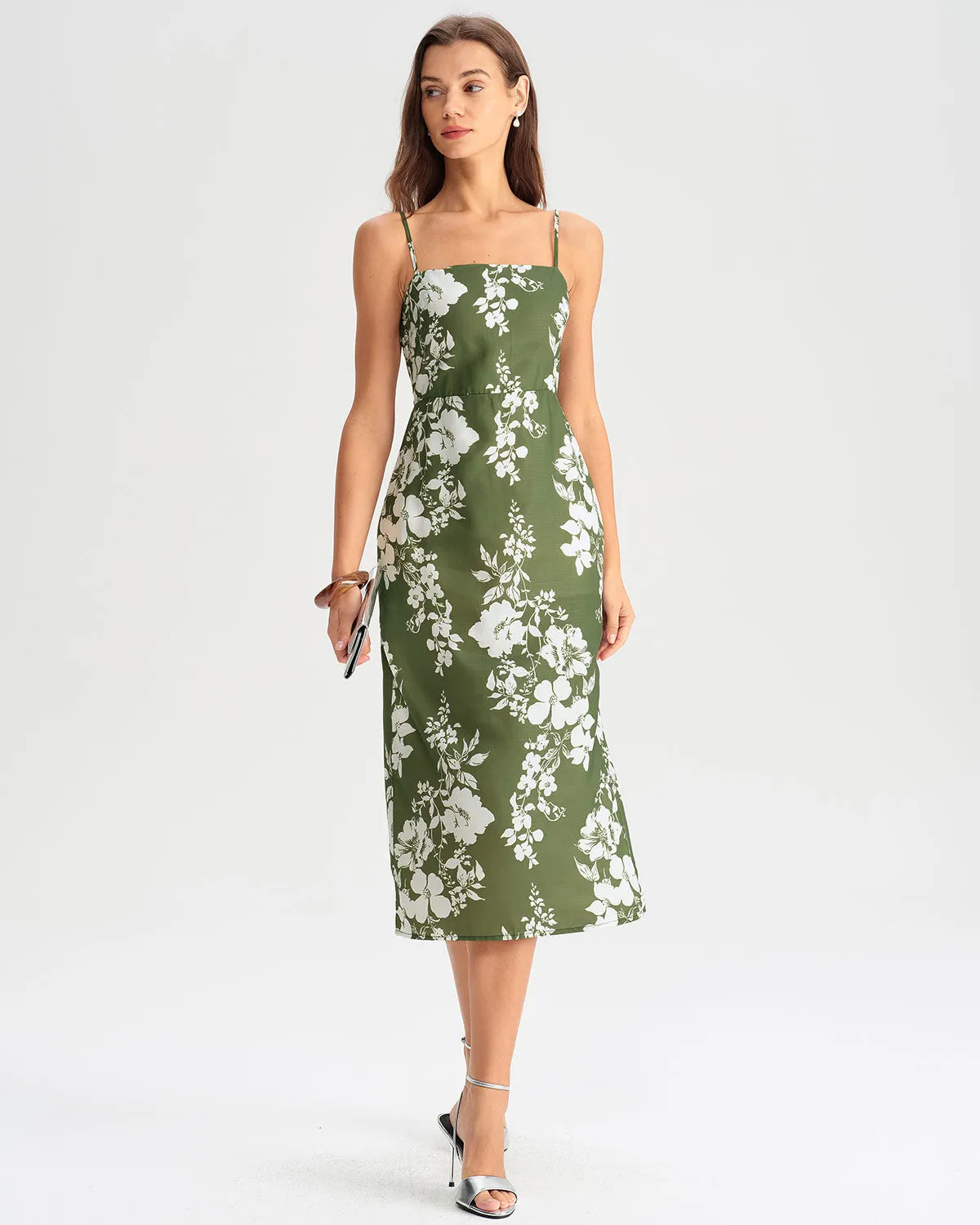 Green Floral Slip Midi Dress sold by rihoas product image thumbnail 4