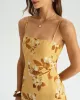 Yellow Floral Shirred Slip Midi Dress sold by rihoas
