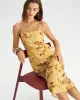 Yellow Floral Shirred Slip Midi Dress sold by rihoas