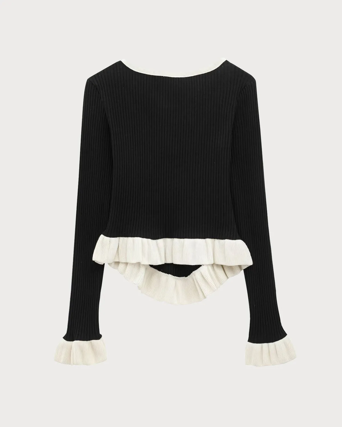 Black Contrasting Scoop Neck Tee sold by rihoas product image thumbnail 4