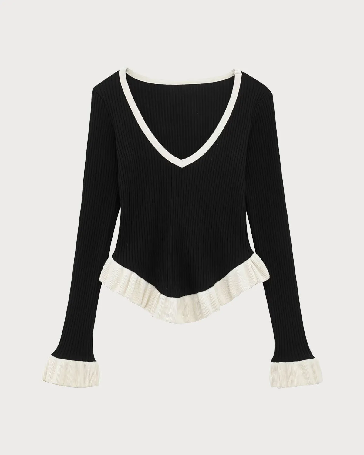 Black Contrasting Scoop Neck Tee sold by rihoas