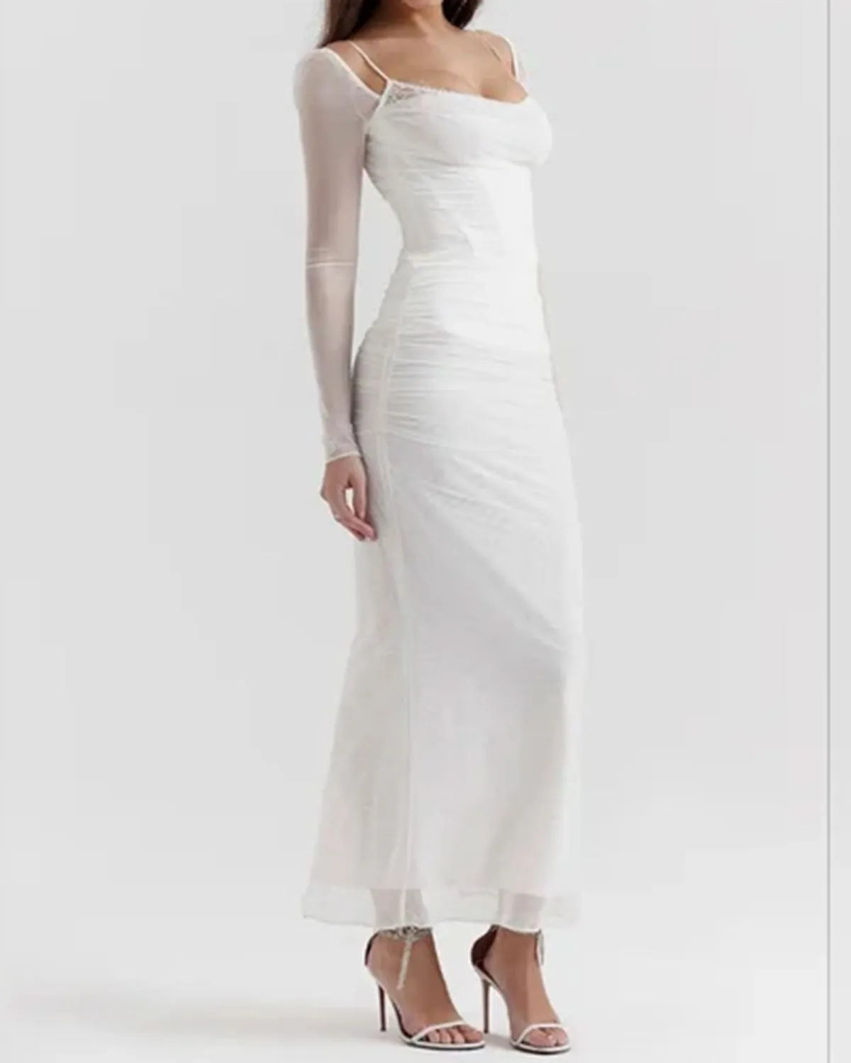 White See Through Bodycon Maxi Dress sold by rihoas product image thumbnail 4