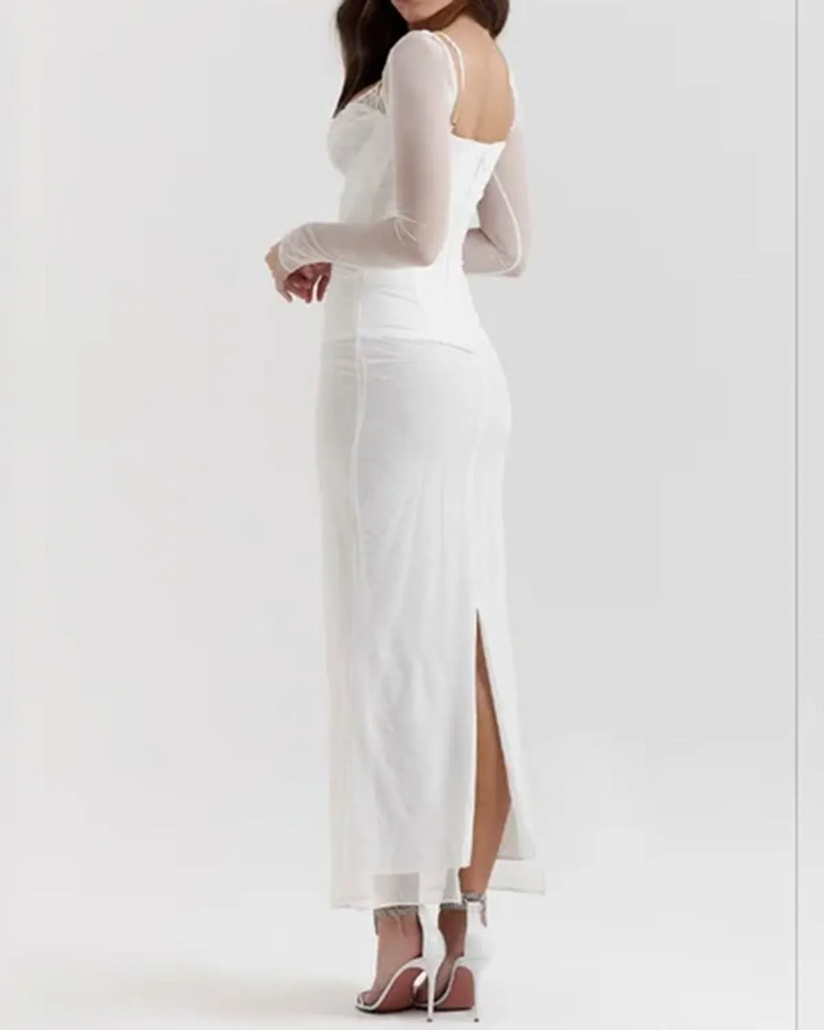 White See Through Bodycon Maxi Dress sold by rihoas product image thumbnail 5